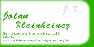 jolan kleinheincz business card